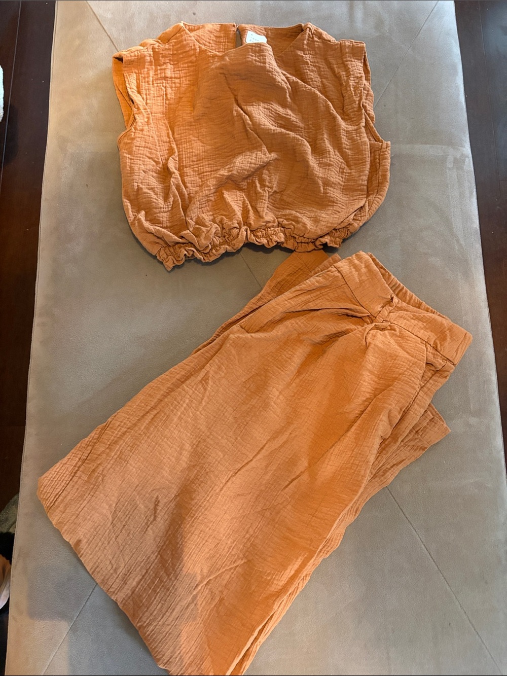 Target A new day Rust Orange Wide-Leg Pants with Matching Crop Top set